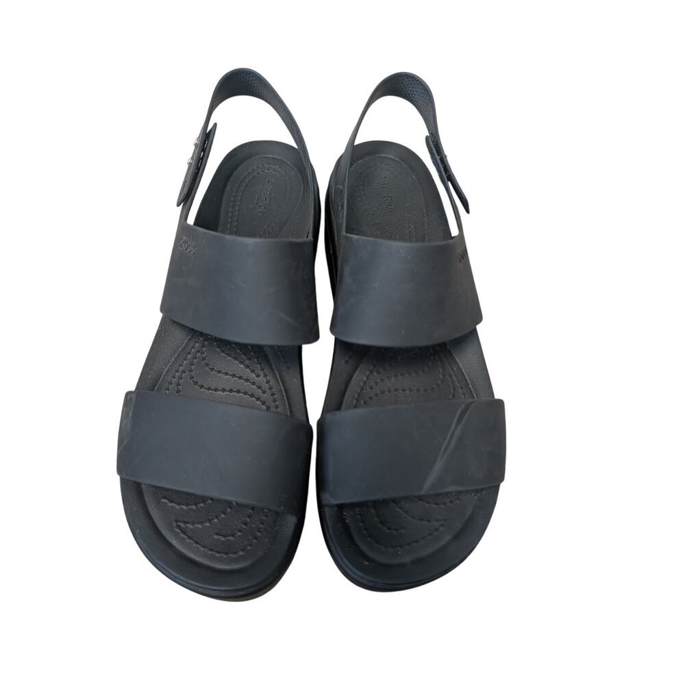 Crocs Brooklyn Low Wedge Sandals Womens Size 11 Black Platform Comfort Walking